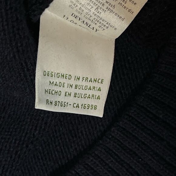 Lacoste Big Logo Wool Mark Blend Laine Vierge Black Sweater Size 16 Large - Picture 13 of 14